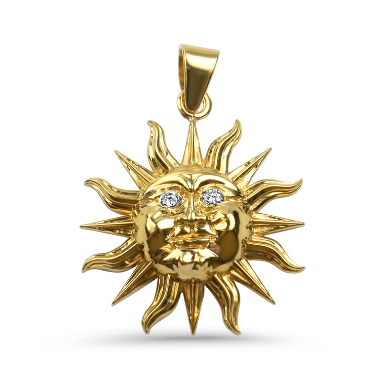 PAGE Estate Necklaces and Pendants Estate 18K Yellow Gold Diamond Sun Pendant