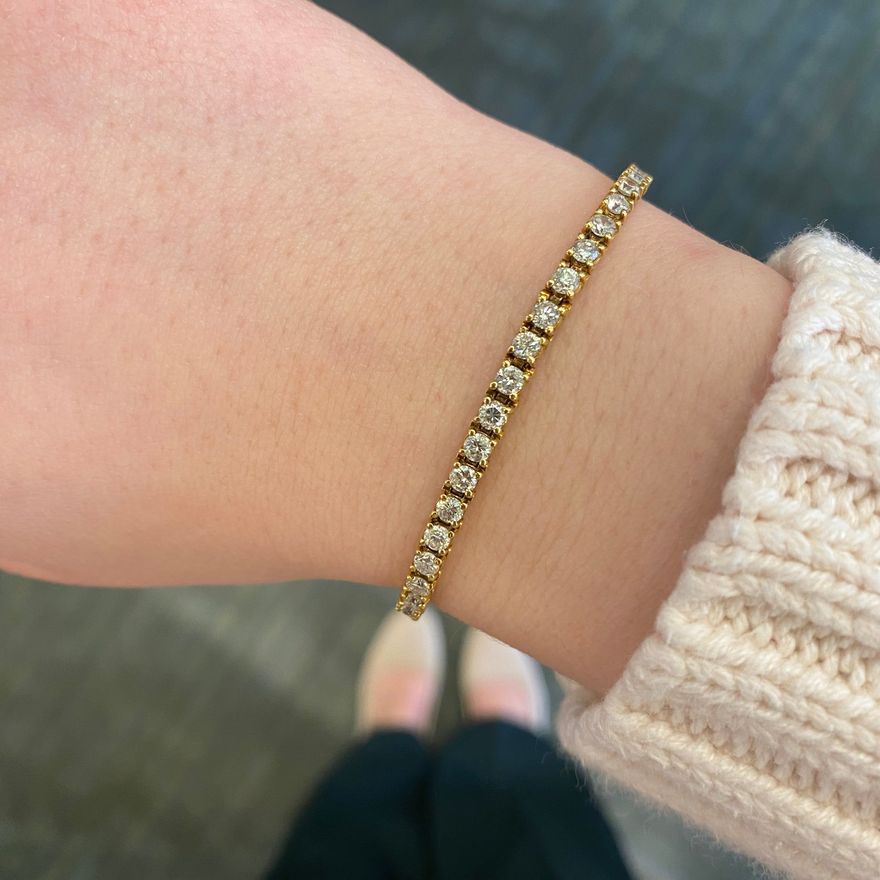 PAGE Estate Bracelet Estate 18k Yellow Gold Diamond Tennis Bracelet