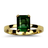 PAGE Estate Ring Estate 18K Yellow Gold Emerald Cut Green Tourmaline Ring 7