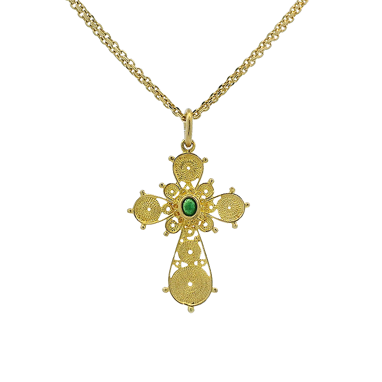 PAGE Estate Necklaces and Pendants Estate 18K Yellow Gold Enamel Cross Pendant
