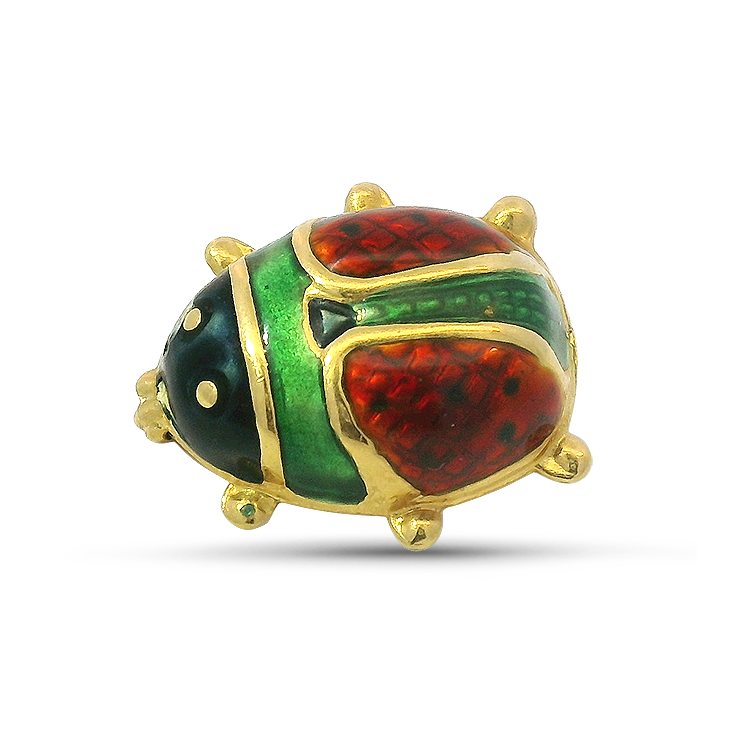 PAGE Estate Pins & Brooches Estate 18K Yellow Gold Enamel Ladybug Pin