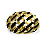 PAGE Estate Ring Estate 18K Yellow Gold Enamel Weave Dome Ring 6.5