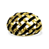 PAGE Estate Ring Estate 18K Yellow Gold Enamel Weave Dome Ring 6.5