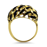PAGE Estate Ring Estate 18K Yellow Gold Enamel Weave Dome Ring 6.5