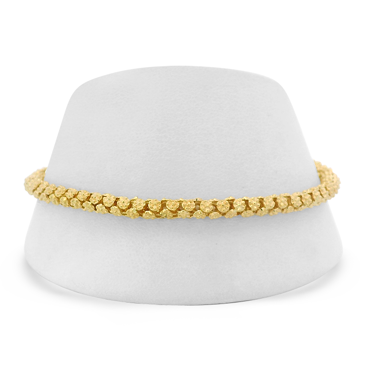 PAGE Estate Bracelet Estate 18k Yellow Gold Flower Box Link Bracelet