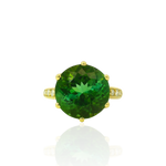PAGE Estate Ring Estate 18K Yellow Gold  Green Tourmaline & Diamond Ring - 8.44ct