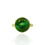 PAGE Estate Ring Estate 18K Yellow Gold  Green Tourmaline & Diamond Ring - 8.44ct