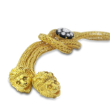 PAGE Estate Necklaces and Pendants Estate 18k Yellow Gold Hercules Knot-Style Lions Head Necklace with Rose Cut Diamonds