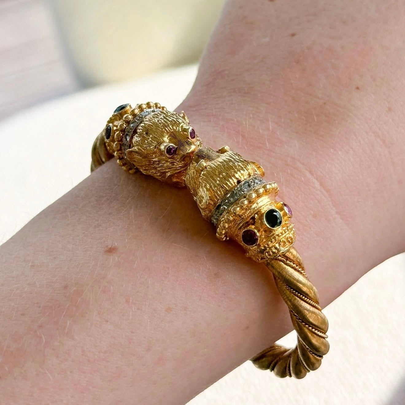 PAGE Estate Bracelet Estate 18K Yellow Gold Ilias Lalaounis Rams Head Bangle Bracelet
