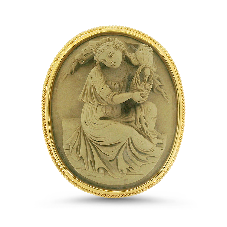 PAGE Estate Pins & Brooches Estate 18k Yellow Gold Lava Cameo Pendant/Brooch