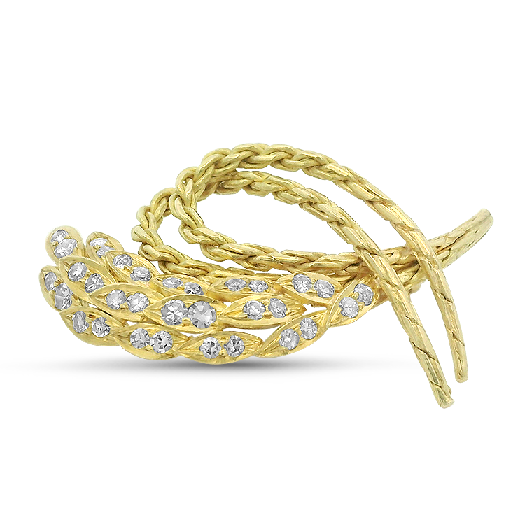 PAGE Estate Pins & Brooches Estate 18k Yellow Gold Leaf & Branch Diamond Pendant/Brooch