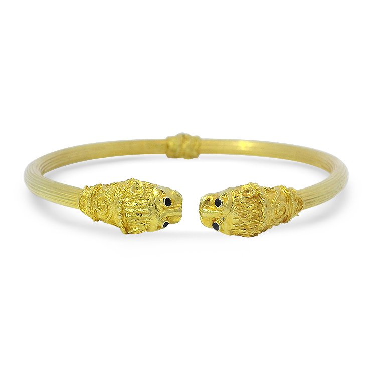PAGE Estate Estate 18K Yellow Gold Lion Hinged Bracelet