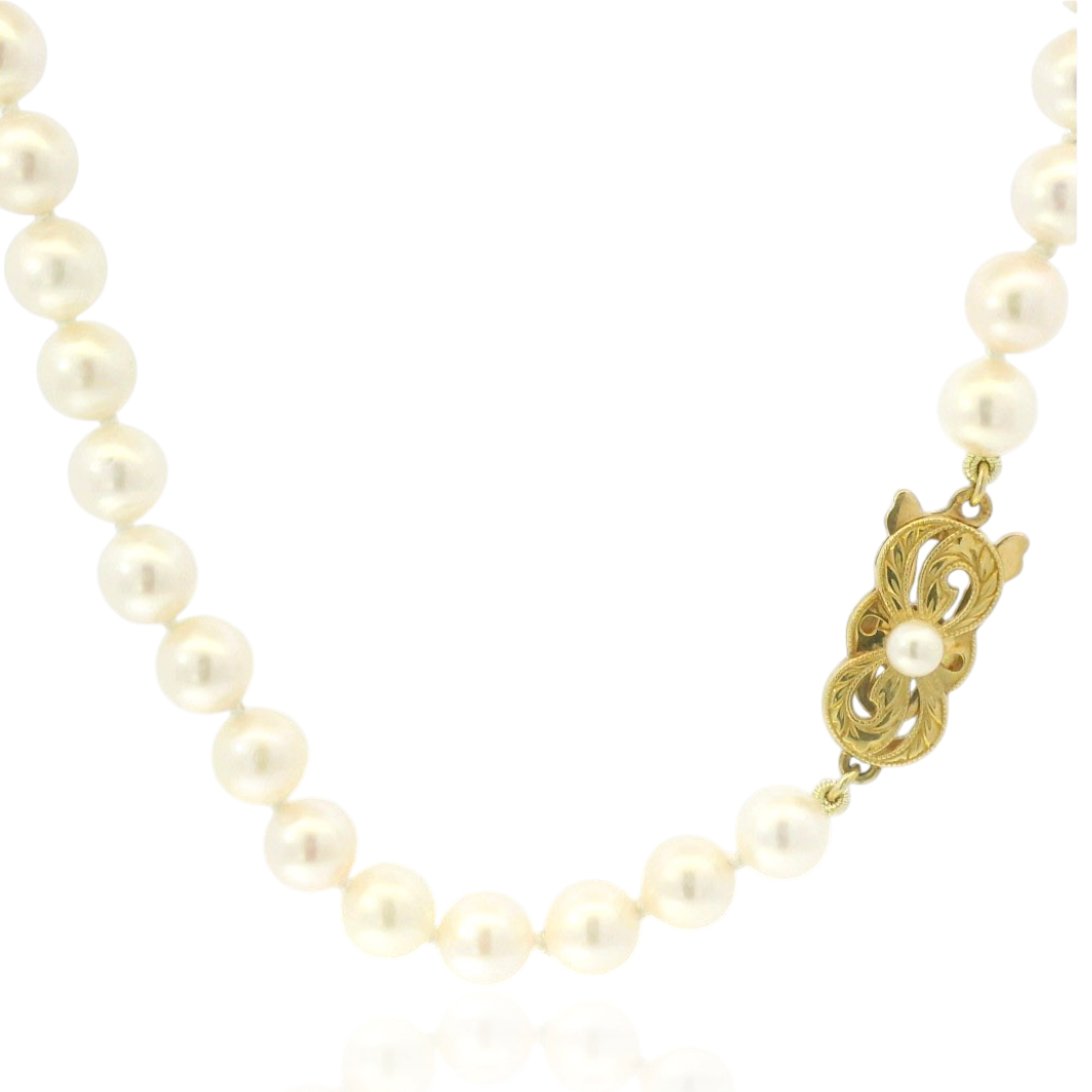 PAGE Estate Necklaces and Pendants Estate 18K Yellow Gold Mikimoto Cultured Pearl Strand Necklace