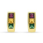 PAGE Estate Earring Estate 18K Yellow Gold Multi-Gem Stud Earrings