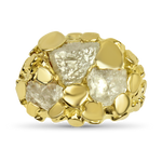 PAGE Estate Ring Estate 18k Yellow Gold Nugget & Raw Diamond Ring 8.75
