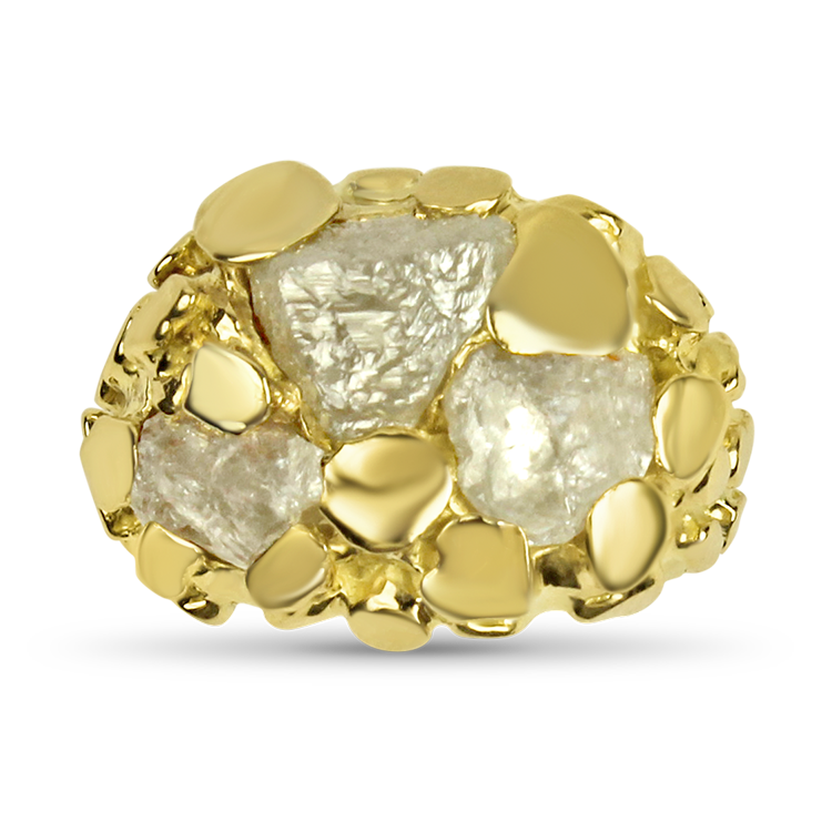 Gold nugget top ring with diamonds