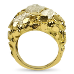 PAGE Estate Ring Estate 18k Yellow Gold Nugget & Raw Diamond Ring 8.75