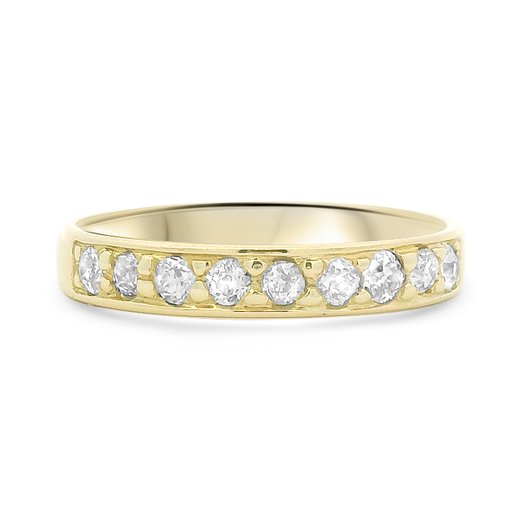 PAGE Estate Wedding Band Estate 18k Yellow Gold Old Mine Cut Diamond Band - .45ct 6.75