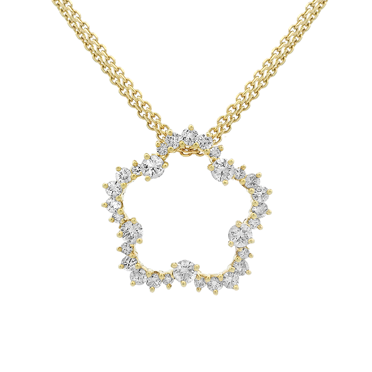 PAGE Estate Necklaces and Pendants Estate 18k Yellow Gold Open Flower Diamond Slide Pendant