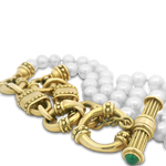 PAGE Estate Necklaces and Pendants Estate 18k Yellow Gold Pearl & Emerald Accent Necklace