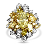 PAGE Estate Ring Estate 18K Yellow Gold & Platinum Diamond Cluster Ring 7.75