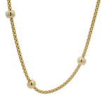 PAGE Estate Necklaces and Pendants Estate 18k Yellow Gold Popcorn Chain Necklace with Bead Stations