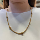PAGE Estate Necklaces and Pendants Estate 18k Yellow Gold Popcorn Chain Necklace with Bead Stations