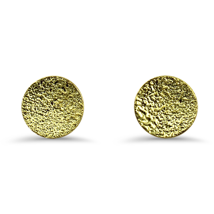 PAGE Estate Earrings Estate 18k Yellow Gold Reticulated Disc Stud Earrings