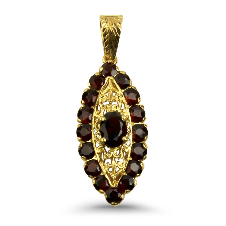 PAGE Estate Necklaces and Pendants Estate 18K Yellow Gold Rhodolite Garnet Pendant