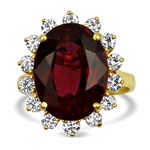 PAGE Estate Ring Estate 18K Yellow Gold Rubellite Red Tourmaline & Diamond Ring 7