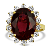 PAGE Estate Ring Estate 18K Yellow Gold Rubellite Red Tourmaline & Diamond Ring 7