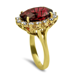 PAGE Estate Ring Estate 18K Yellow Gold Rubellite Red Tourmaline & Diamond Ring 7