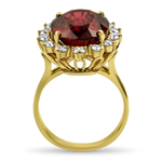 PAGE Estate Ring Estate 18K Yellow Gold Rubellite Red Tourmaline & Diamond Ring 7
