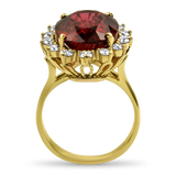 PAGE Estate Ring Estate 18K Yellow Gold Rubellite Red Tourmaline & Diamond Ring 7