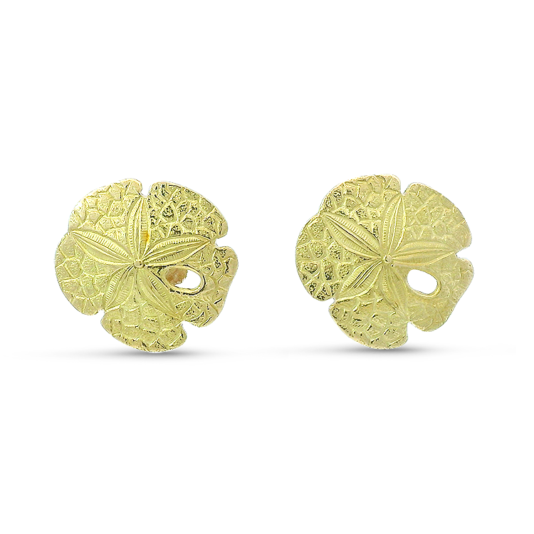 PAGE Estate Estate 18K Yellow Gold Sand Dollar Stud Earrings
