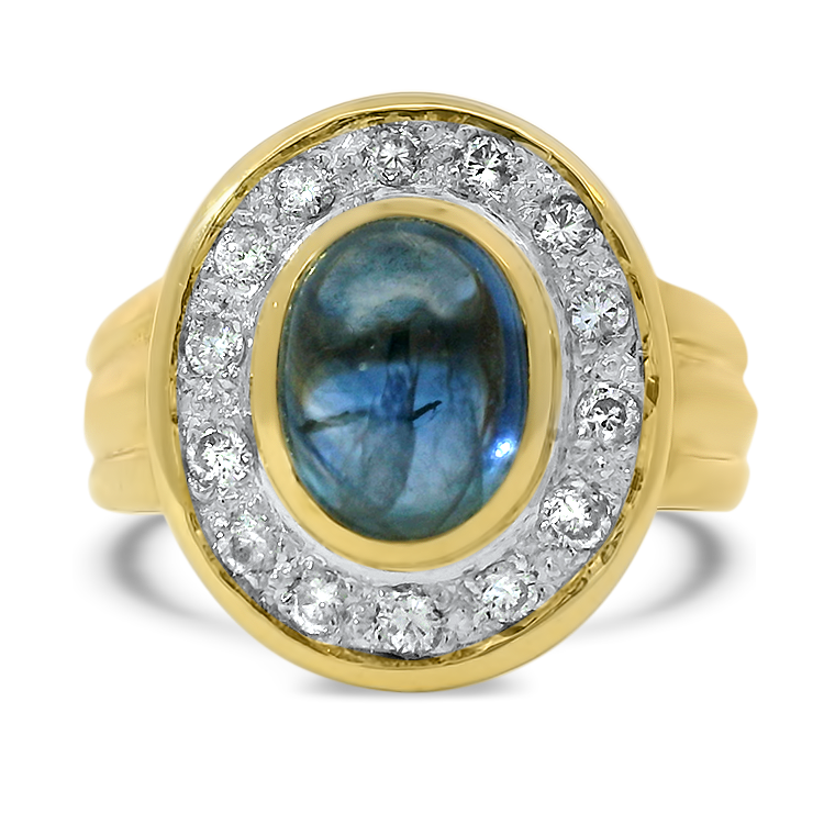 PAGE Estate Ring Estate 18k Yellow Gold Sapphire and Diamond Ring 6.5
