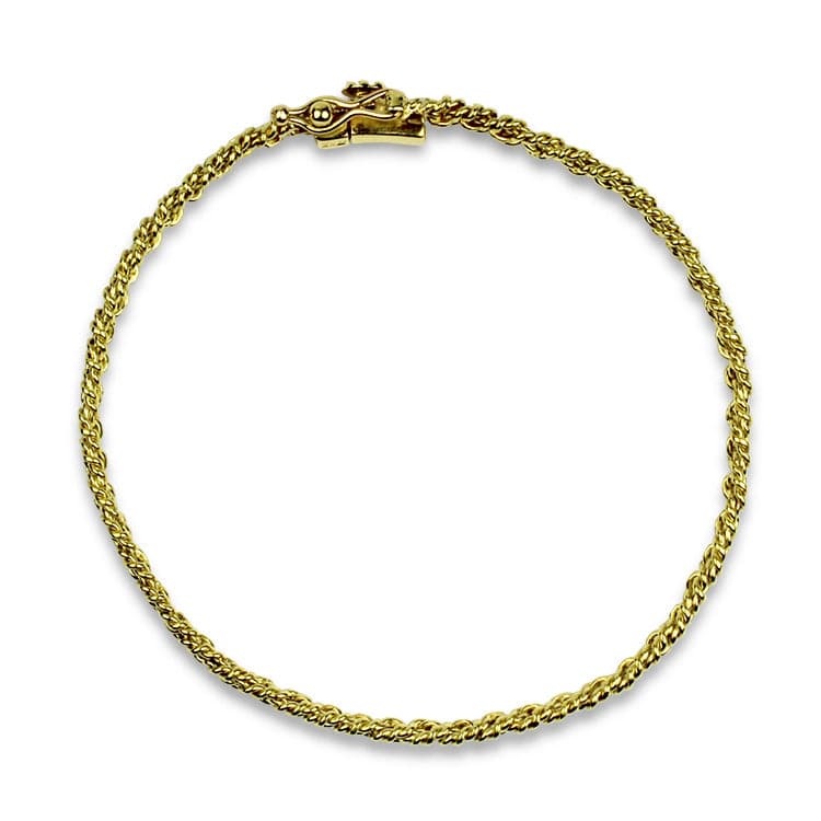 PAGE Estate Bracelet Estate 18k Yellow Gold Single-Strand "Turks Head" Hinged Oval Bangle Bracelet