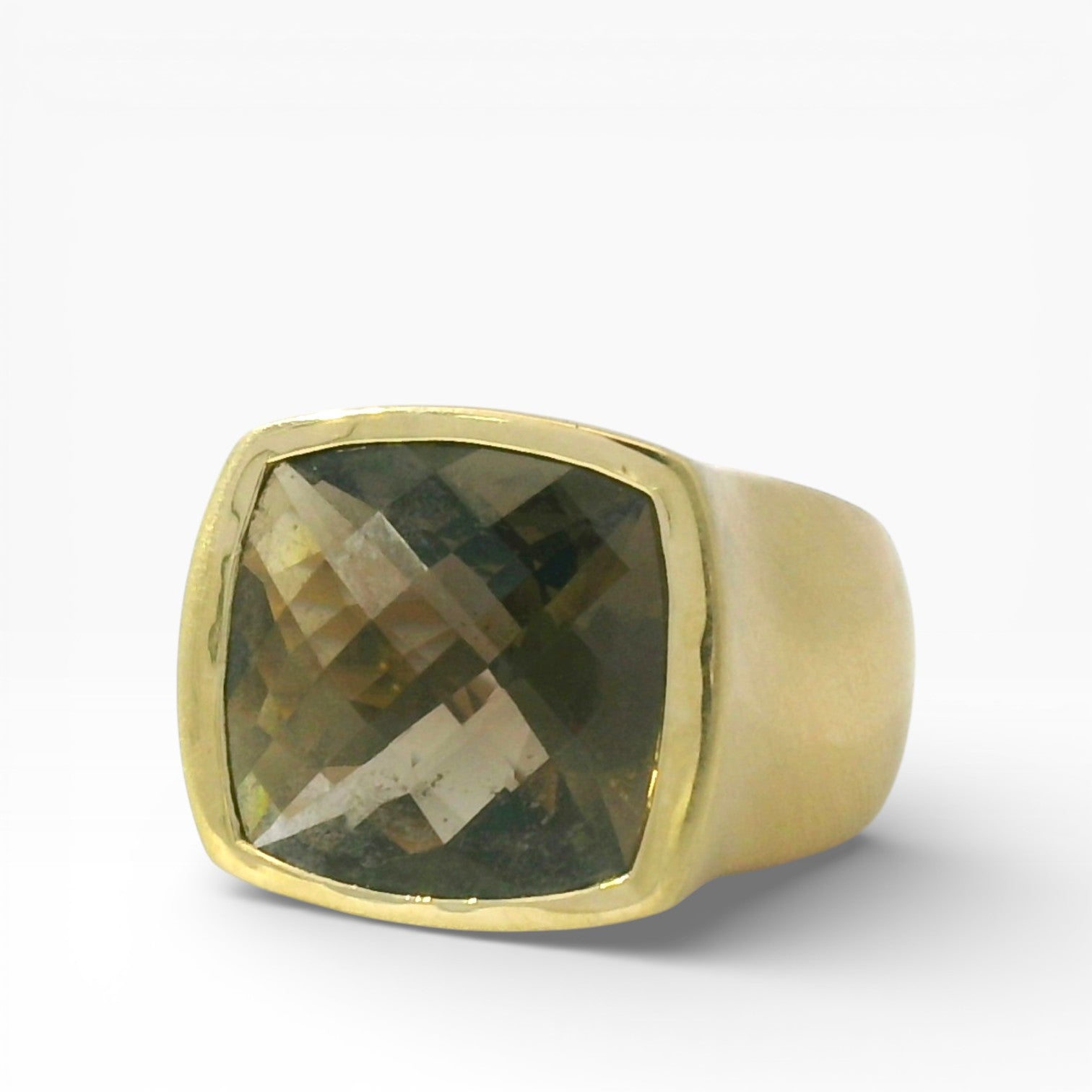 PAGE Estate Ring Estate 18K Yellow Gold Smoky Quartz Ring 6