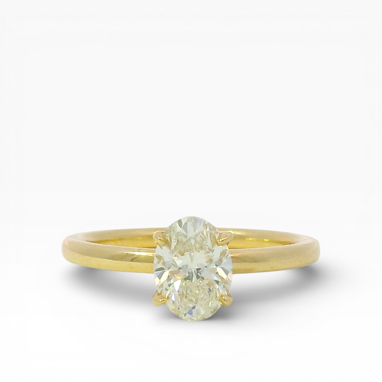 PAGE Estate Engagement Ring Estate 18K Yellow Gold Solitaire Oval Diamond Ring - 1.00ct 6.5
