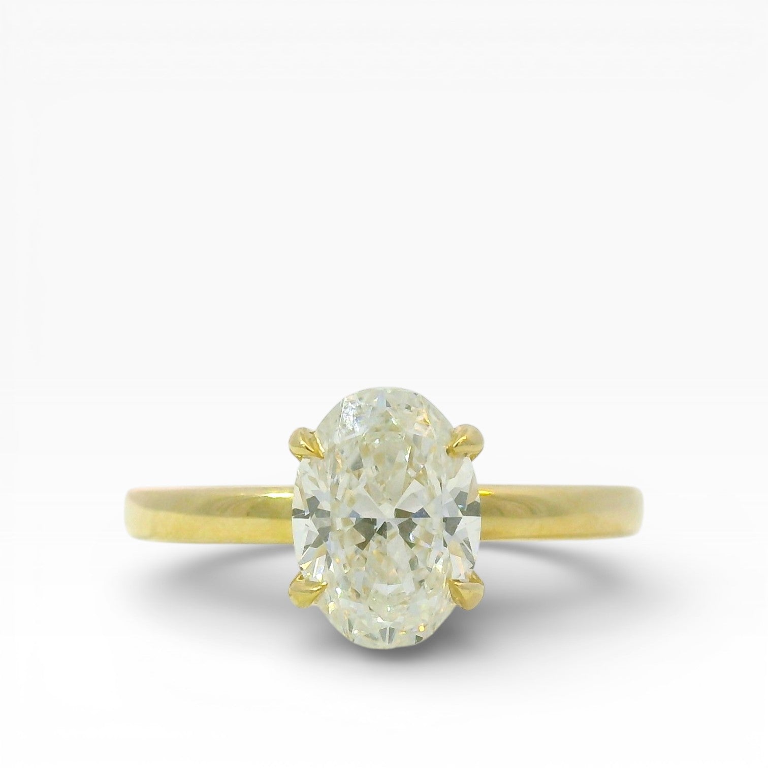 PAGE Estate Engagement Ring Estate 18K Yellow Gold Solitaire Oval Diamond Ring - 1.50ct 6.5