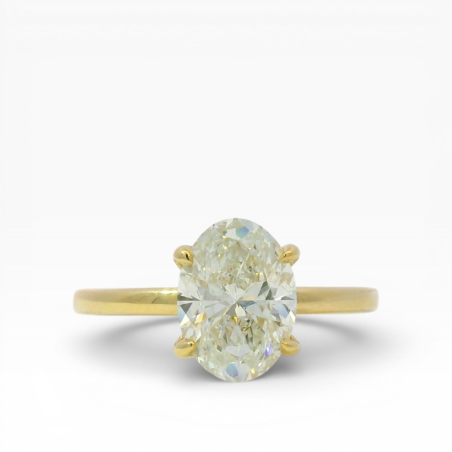 PAGE Estate Engagement Ring Estate 18K Yellow Gold Solitaire Oval Diamond Ring - 2.00ct 6.5