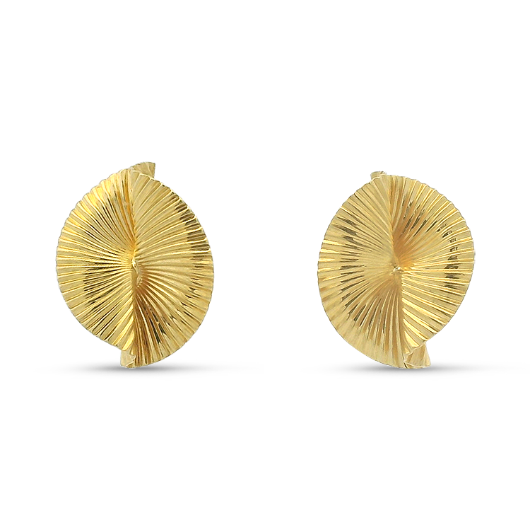 PAGE Estate Earring Estate 18k Yellow Gold Spiral Fan Helix Earrings