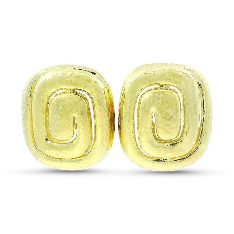 PAGE Estate Earrings Estate 18K Yellow Gold Swirl Clip-On (Non-Pierced) Earrings