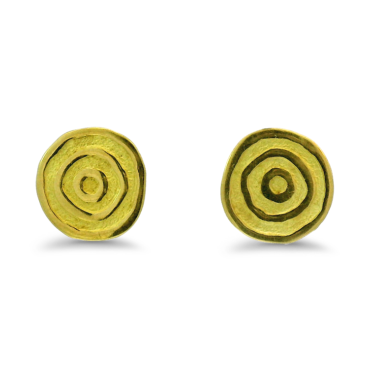 PAGE Estate Earrings Estate 18k Yellow Gold Target Earring Studs