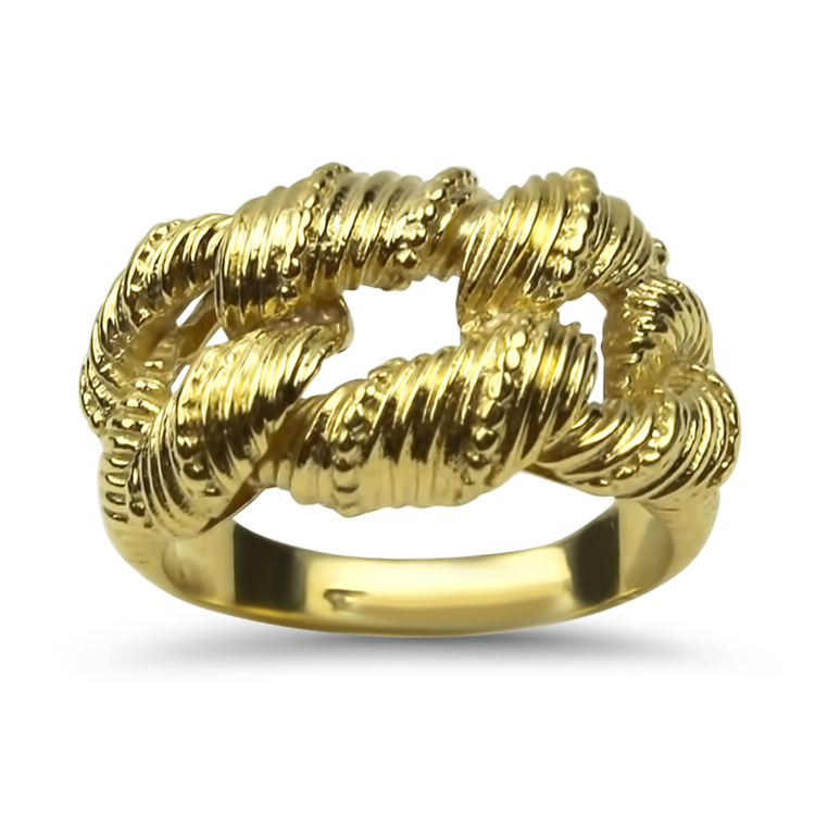 PAGE Estate Wedding Band Estate 18k Yellow Gold Textured Curb Link Ring 7