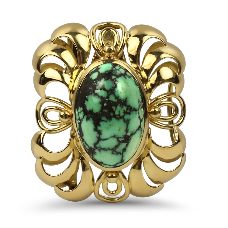 PAGE Estate Necklaces and Pendants Estate 18k Yellow Gold Turquoise Cabochon Pin/Pendant