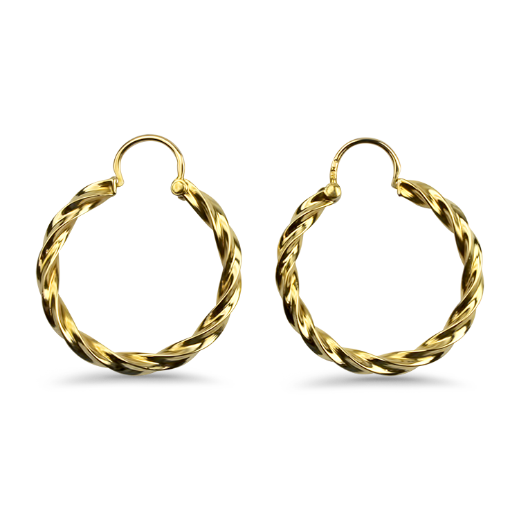 PAGE Estate Earrings Estate 14k Yellow Gold Twisted Hoop Earrings