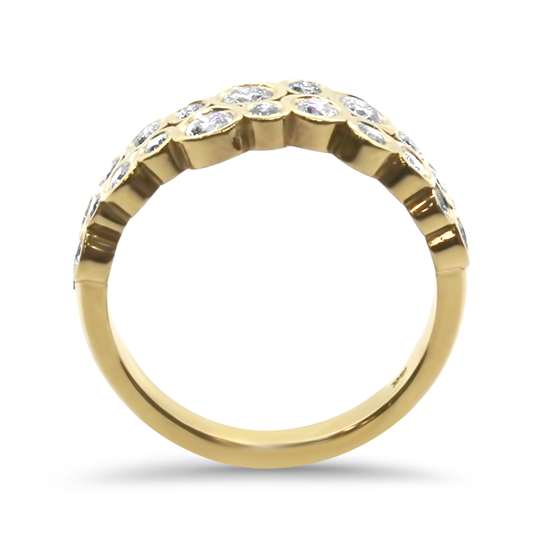 PAGE Estate Wedding Band Estate 18k Yellow Gold Two-Row Diamond Ring 6.5