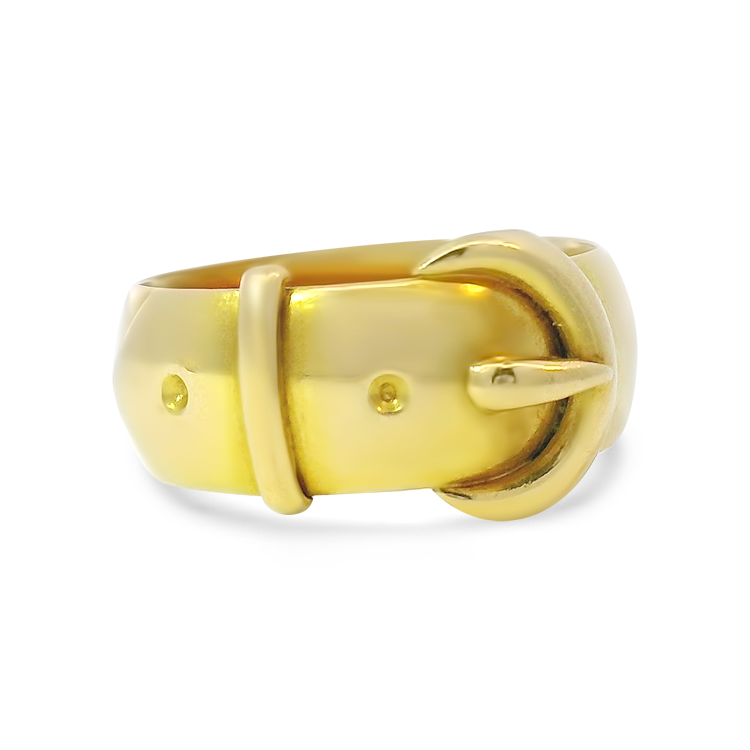 PAGE Estate Ring Estate 18K Yellow Gold Victorian Buckle Ring 4