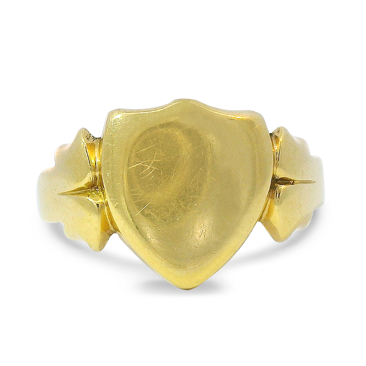 PAGE Estate Ring Estate 18K Yellow Gold Victorian Shield Signet Ring 9.5